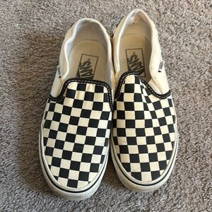 Women’s Vans Checkered Slip-On Shoes - Black and White